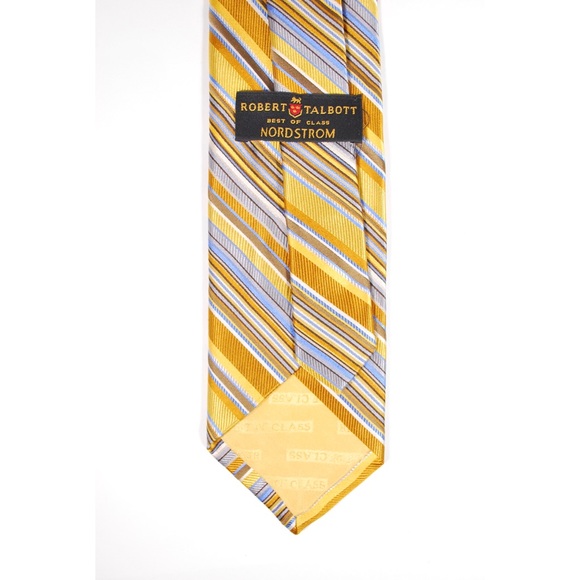 Robert Talbott Best of Class Gold Blue Striped Tie - Picture 5 of 5